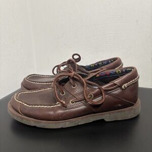 Timberland Mens Size 7.5 M Classic 2-Eye Brown Leather Deck Shoes 42510 Frat